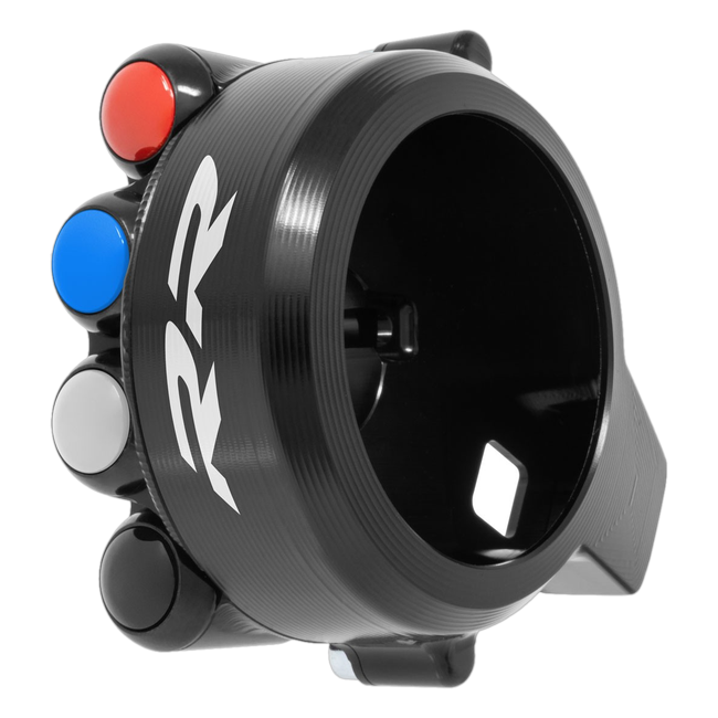 Gasgriffgehäuse mit integriertem Lenkerschalter JetPrime BMW S 1000 RR (15-18) JP CO BM008RR – geschlossenes Gehäuse, mit RR-Schriftzug
