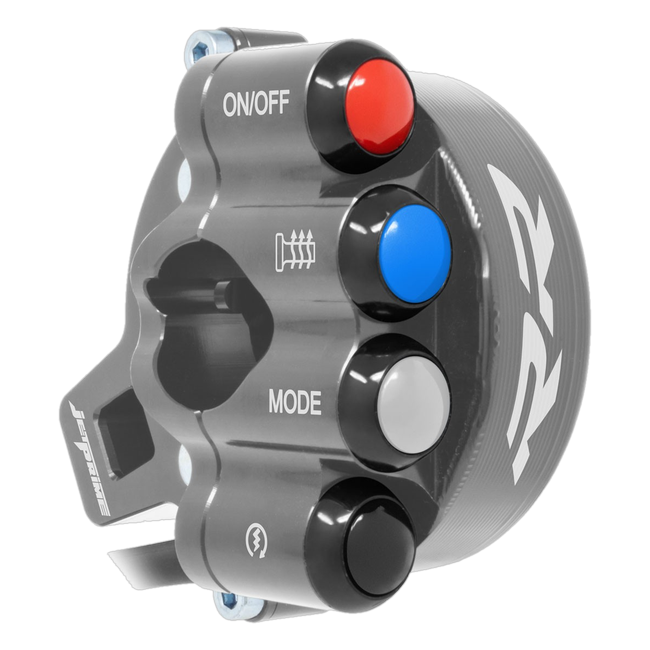 Gasgriffgehäuse mit integriertem Lenkerschalter JetPrime BMW S 1000 RR (15-18) JP CO BM008RR – geschlossenes Gehäuse, mit RR-Schriftzug