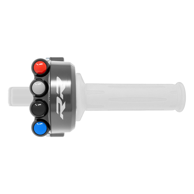 Gasgriffgehäuse mit integriertem Lenkerschalter JetPrime BMW S 1000 RR (15-18) JP CO BM008RRL – Racing-Belegung, geschlossenes Gehäuse, mit RR-Schriftzug