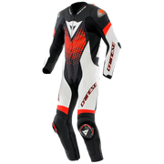 Dainese Laguna Seca 6 Einteiler Lederkombi – Perforierter Rennanzug | Herren | Weiß/Rot