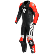 Dainese Mugello 3 D-AIR® Einteiler Lederkombi – Perforierter Airbag Rennanzug | Herren | Schwarz/Rot