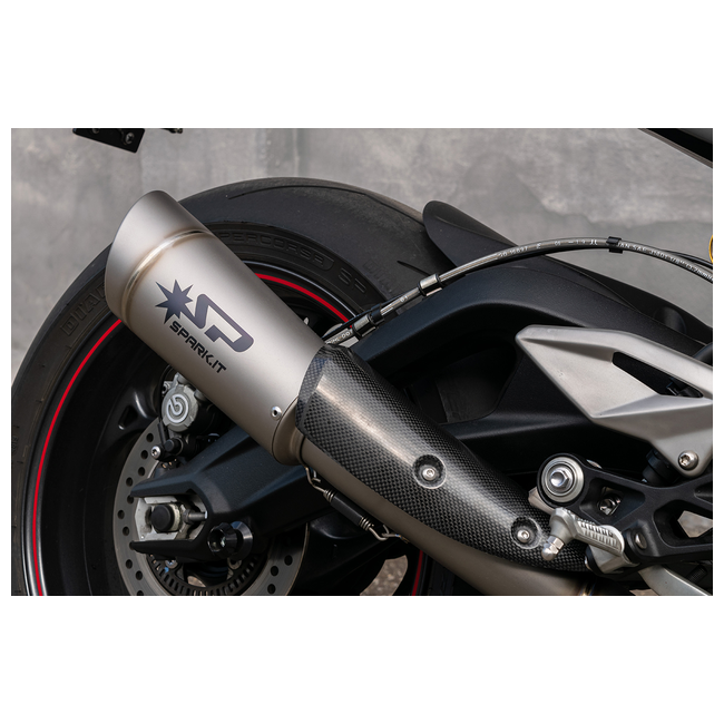 Spark Exhaust Halbkomplette Anlage Satz Grid-O Euro5 High Lateral Black Box Triumph Street Triple 765 R/RS (20-22) GTR0505BOM