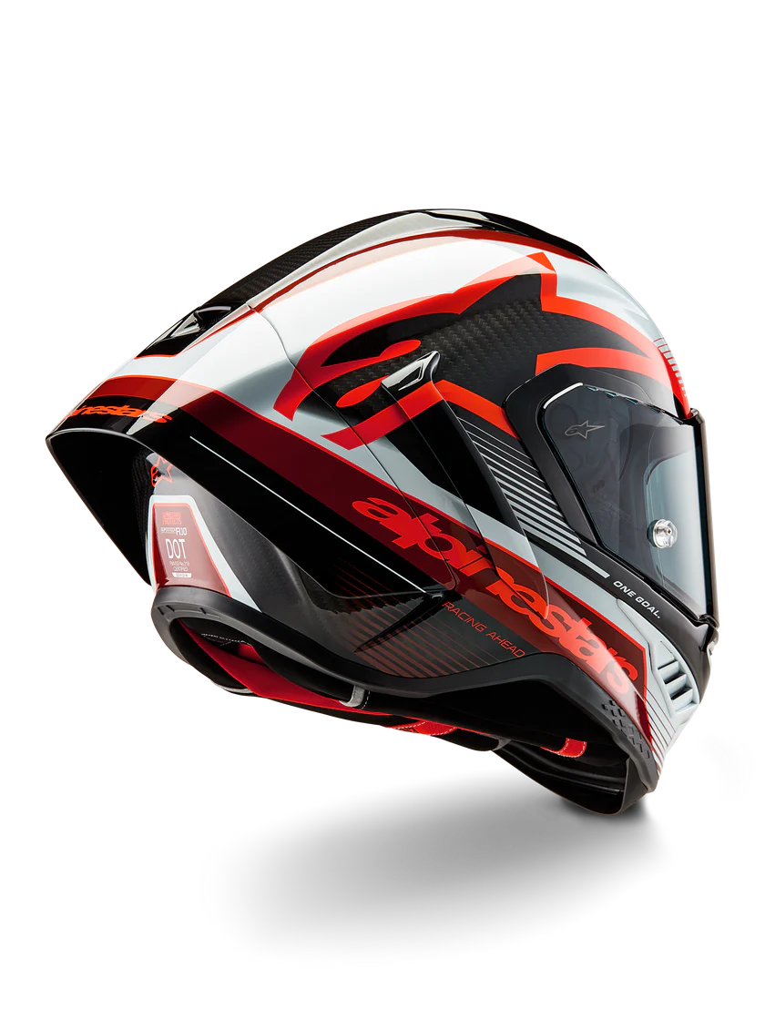 Alpinestars Supertech R10 Team Helm Carbon Carb Rot Weiß Glanz 8200224-1352