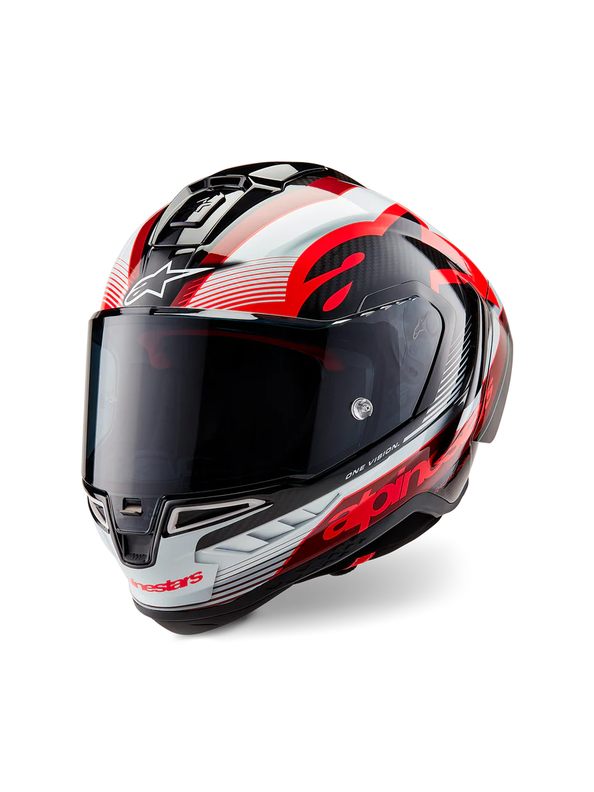Alpinestars Supertech R10 Team Helm Carbon Rot Weiß Glanz 8200224-1352