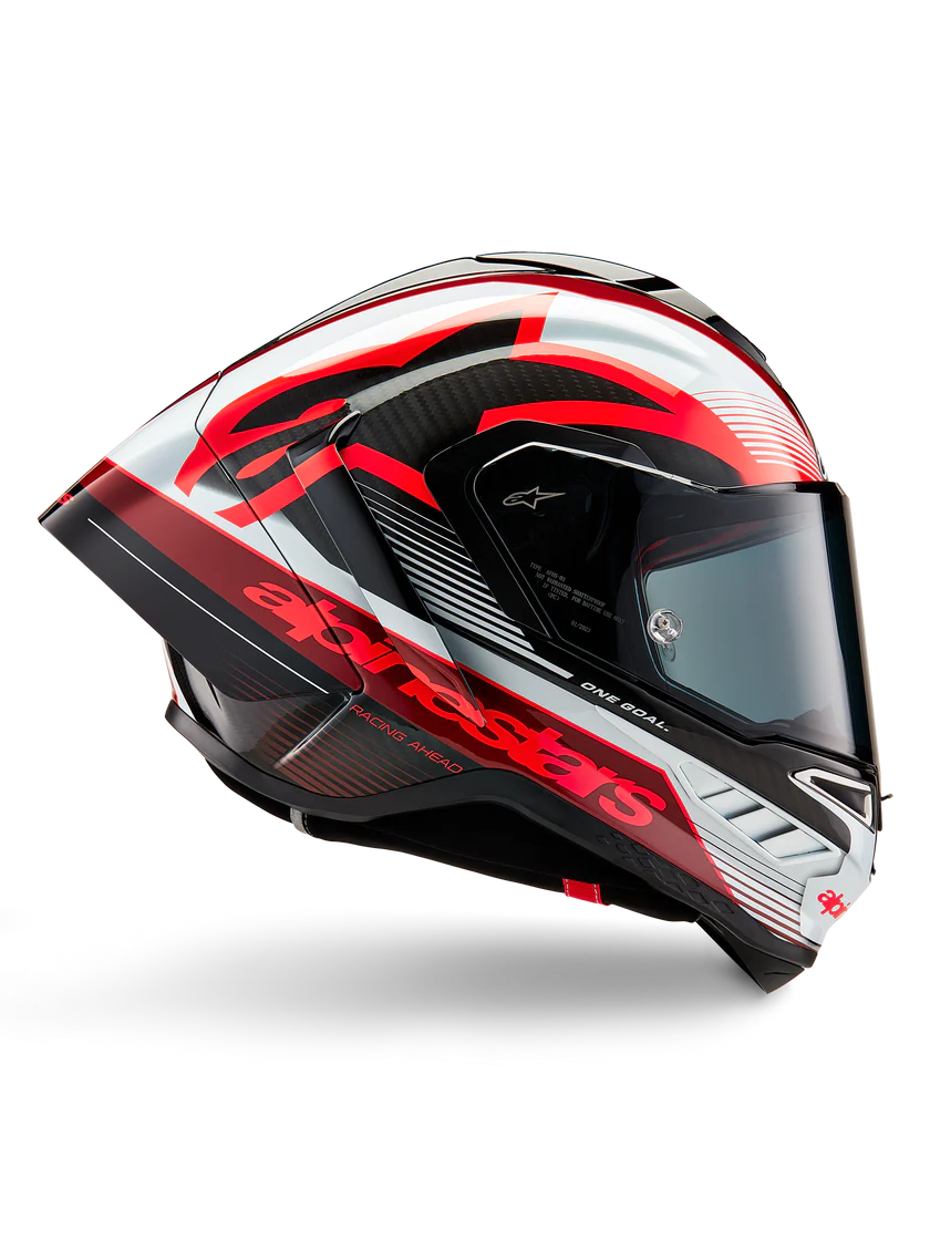 Alpinestars Supertech R10 Team Helm Carbon Rot Weiß Glanz 8200224-1352