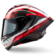 Alpinestars Supertech R10 Team Helm Carbon Rot Weiß Glanz 8200224-1352