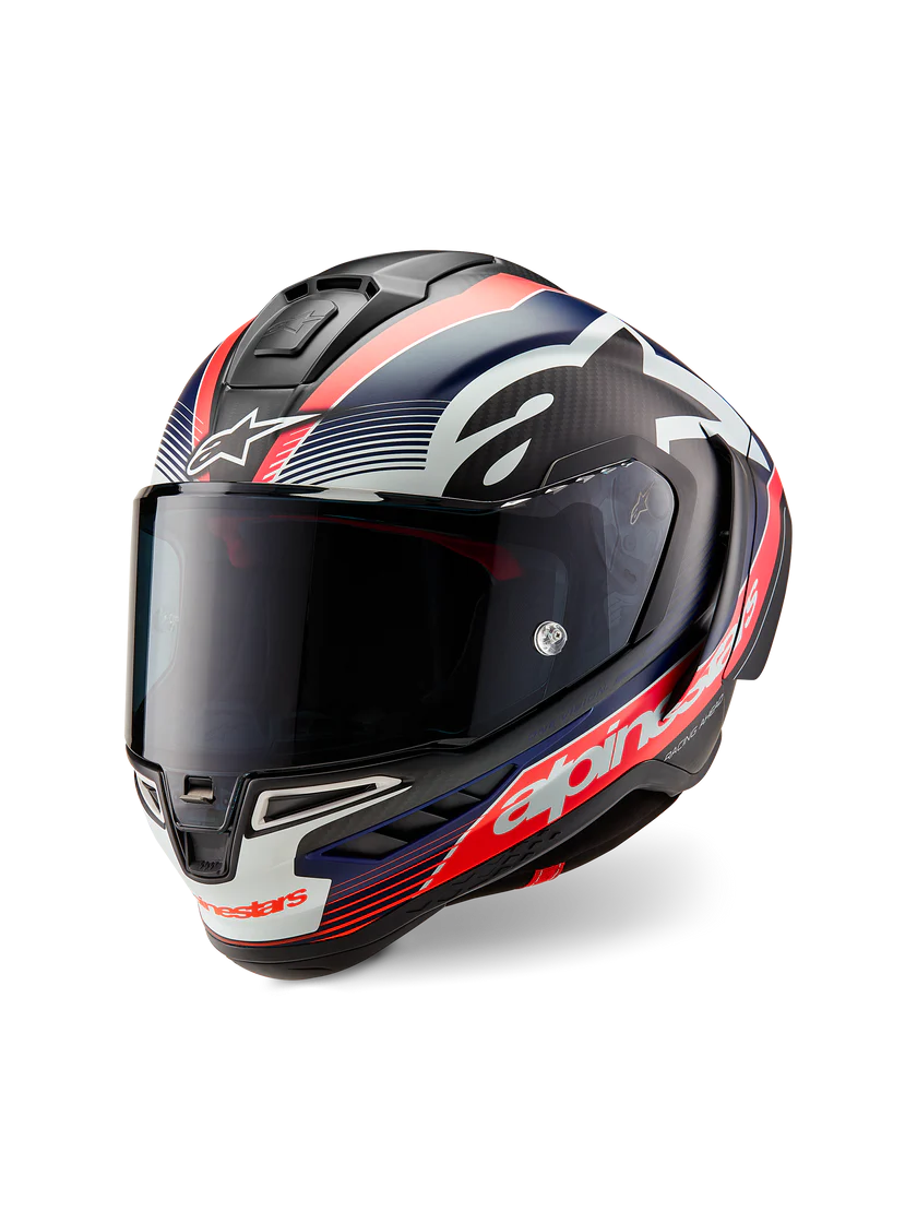 Alpinestars Supertech R10 Team Helm Carbon Carb Rot Fluo Dunkelblau Matt 8200224-1383