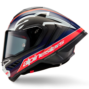 Alpinestars Supertech R10 Team Helm Carbon Carb Rot Fluo Dunkelblau Matt 8200224-1383