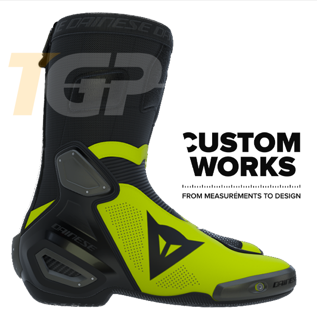 Dainese Axial 2 Air Racing und Straßen Motorradstiefel | Herren | Schwarz / Fluogelb | Custom Works