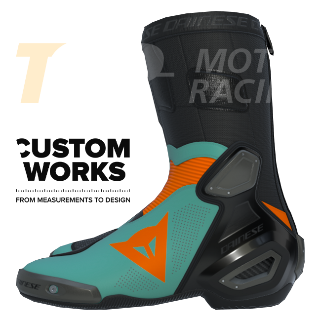Dainese Axial 2 Air Racing und Straßen Motorradstiefel | Herren | Fluo Orange / Sardinian Sea Blue | Custom Works