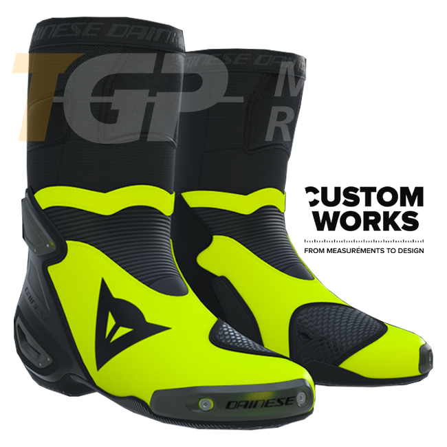 Dainese Axial 2 Racing und Straßen Motorradstiefel | Herren | Schwarz / Fluogelb | Custom Works