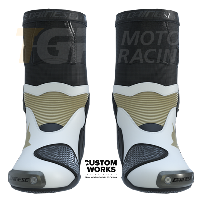 Dainese Axial 2 Racing und Straßen Motorradstiefel | Herren | Perlweiß / Magnesium | Custom Works