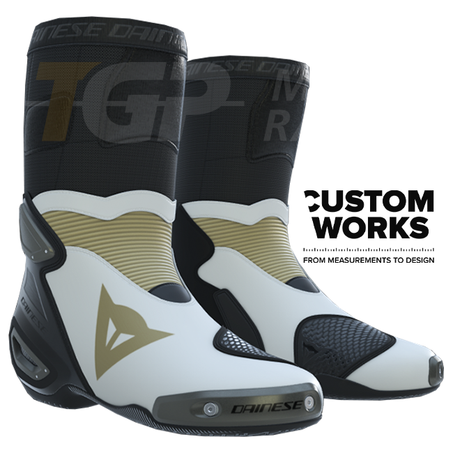 Dainese Axial 2 Racing und Straßen Motorradstiefel | Herren | Perlweiß / Magnesium | Custom Works