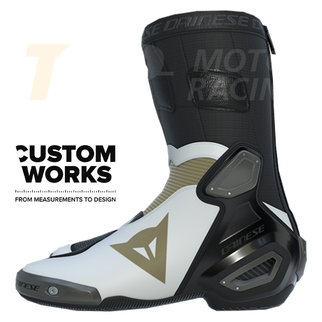 Dainese Axial 2 Racing und Straßen Motorradstiefel | Herren | Perlweiß / Magnesium | Custom Works