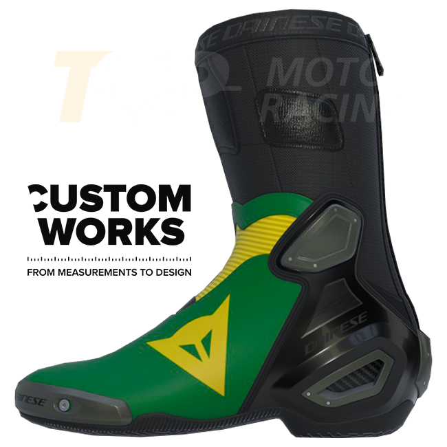 Dainese Axial 2 Racing und Straßen Motorradstiefel | Herren | Waldgrün / Gelb | Custom Works