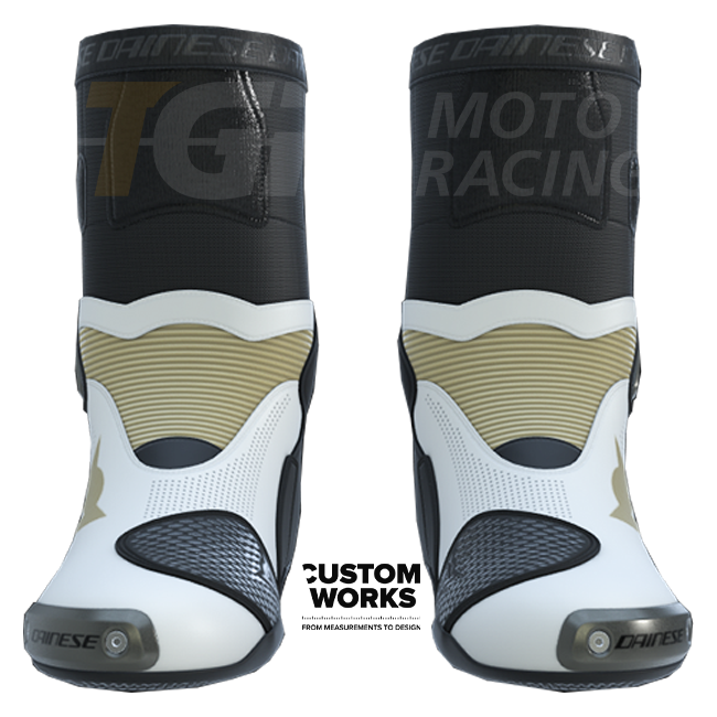 Dainese Axial 2 Air Racing und Straßen Motorradstiefel | Herren | Perlweiß / Magnesium | Custom Works