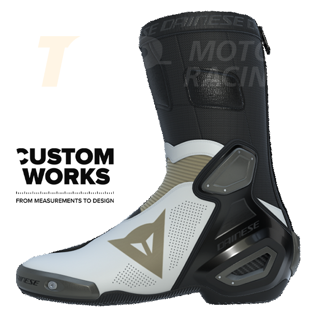 Dainese Axial 2 Air Racing und Straßen Motorradstiefel | Herren | Perlweiß / Magnesium | Custom Works