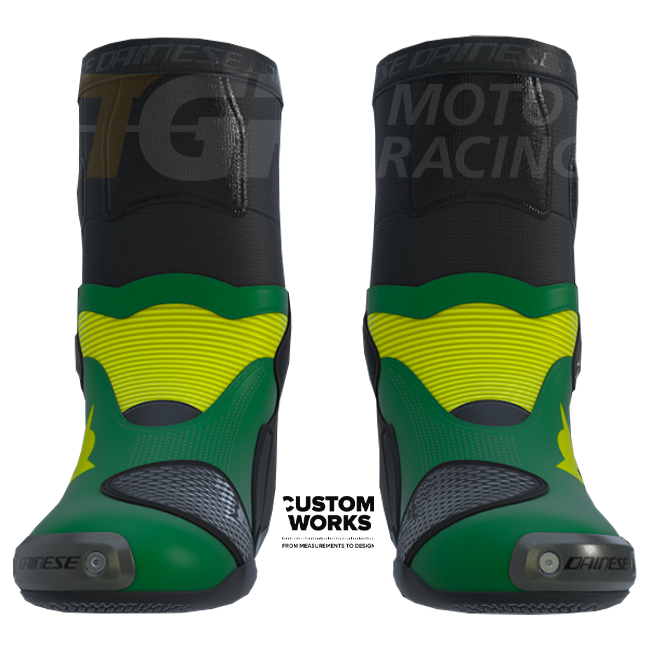 Dainese Axial 2 Air Racing und Straßen Motorradstiefel | Herren | Waldgrün / Gelb | Custom Works