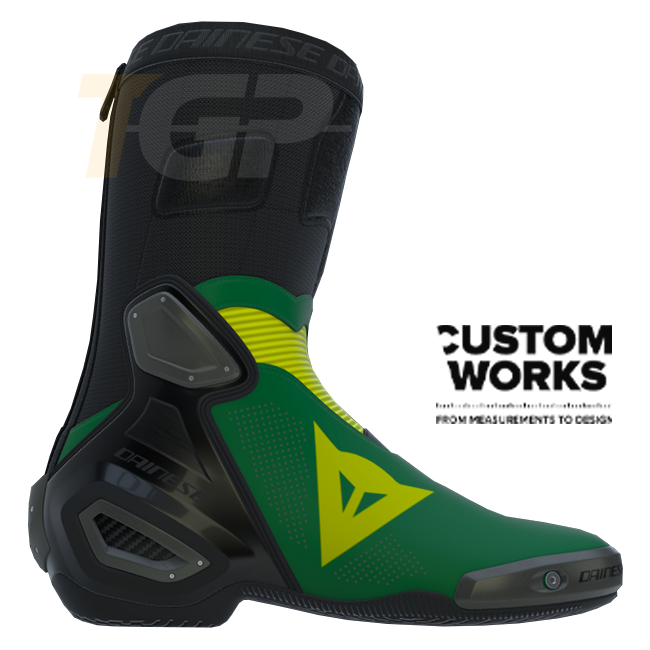Dainese Axial 2 Air Racing und Straßen Motorradstiefel | Herren | Waldgrün / Gelb | Custom Works