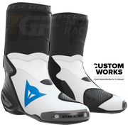Dainese Axial 2 Racing und Straßen Motorradstiefel | Herren | Weiß / Himmelblau | Custom Works