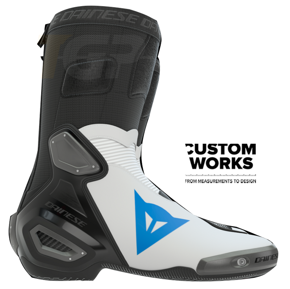 Dainese Axial 2 Racing und Straßen Motorradstiefel | Herren | Weiß / Himmelblau | Custom Works