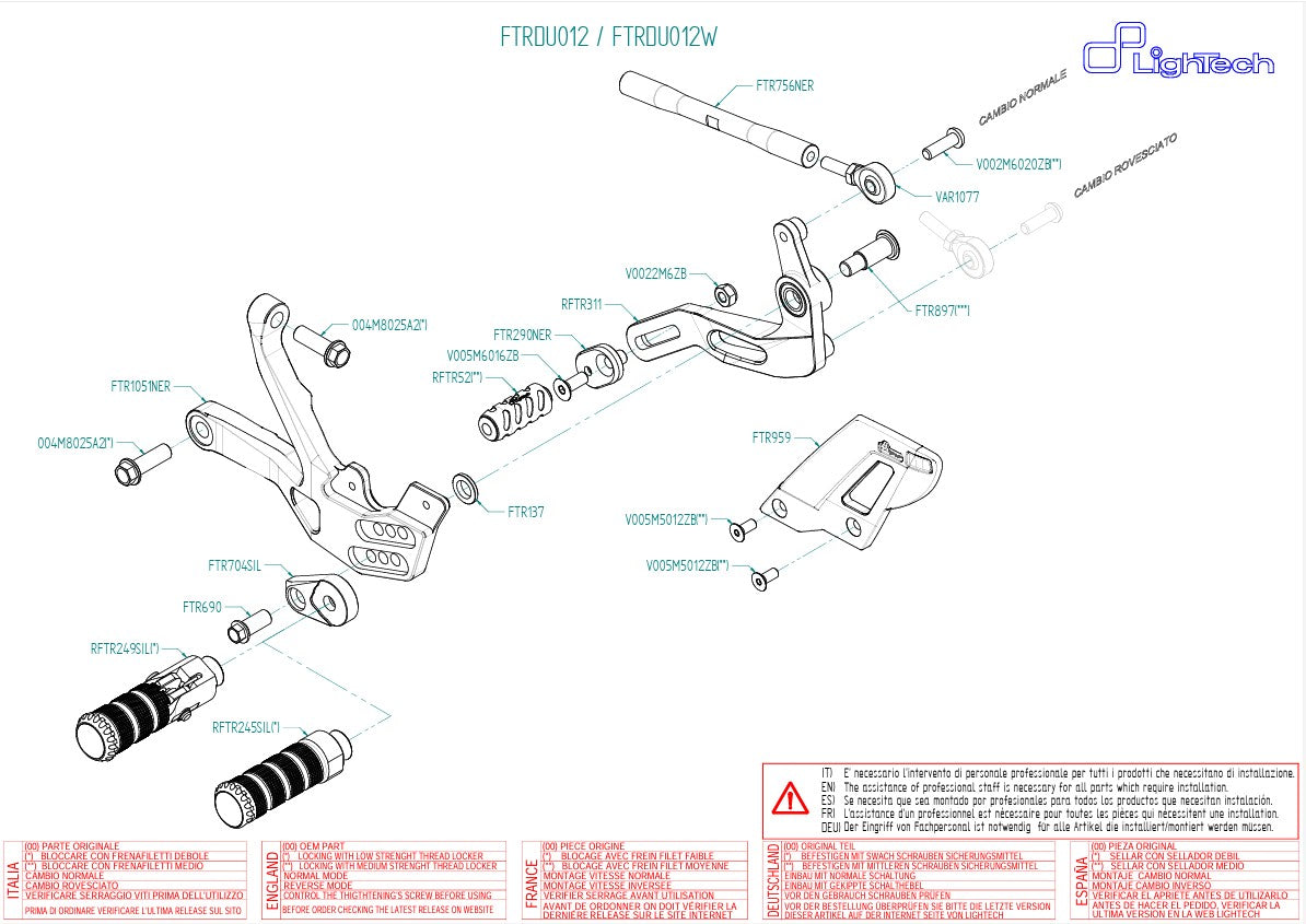 Fußrastenanlage LighTech Ducati Panigale V4/S/R (18-24) FTRDU012/W