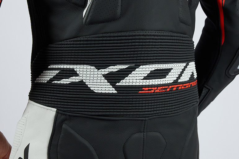 IXON Demonio Einteiler Lederkombi – Perforierter Rennanzug | Herren | Rot/Schwarz/Weiß