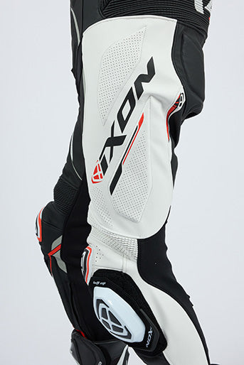 IXON Demonio Einteiler Lederkombi – Perforierter Rennanzug | Herren | Schwarz/Weiß/Rot