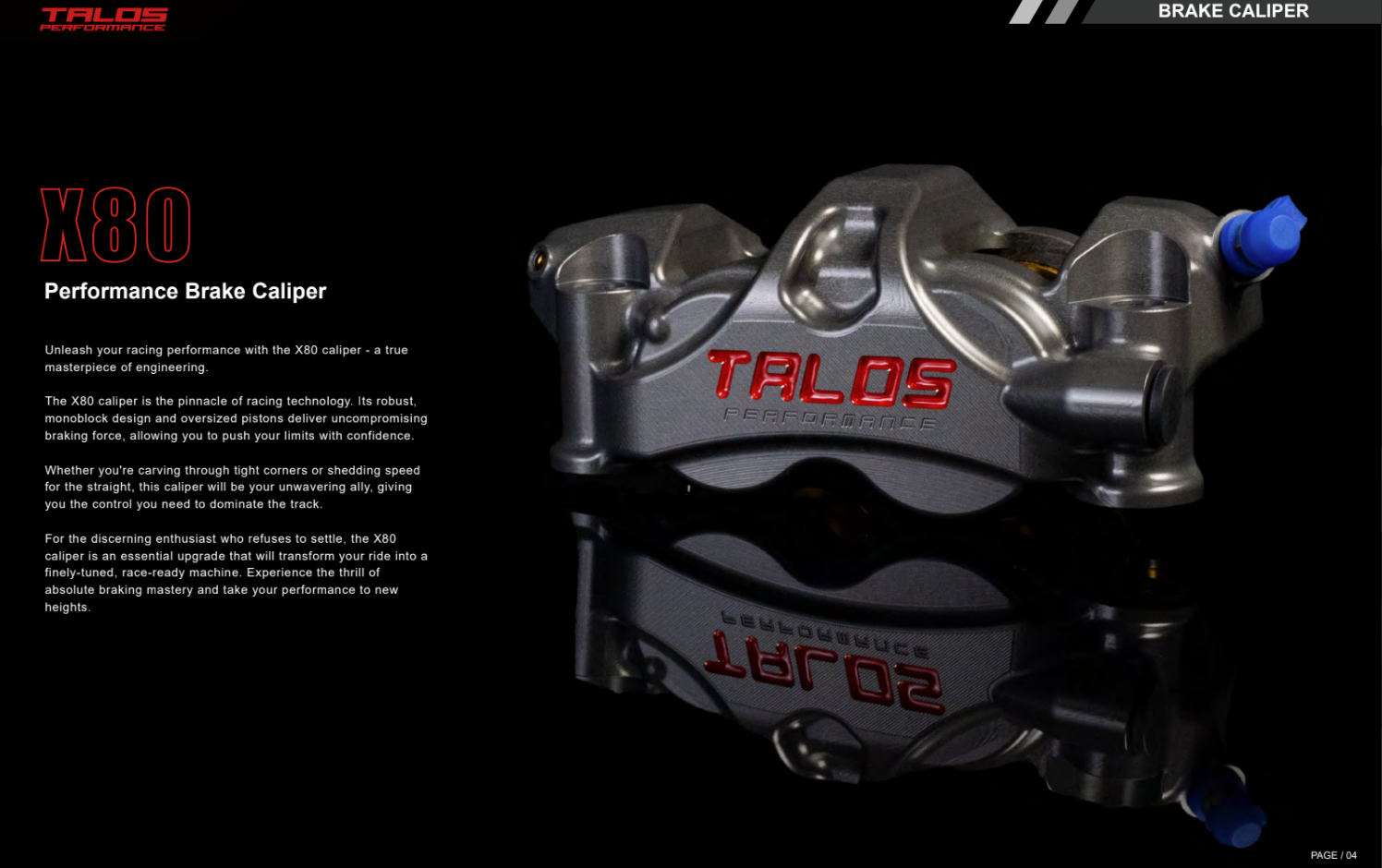 Talos X80 SBK Racing Monoblock P4 34/38 108mm Bremszange Vorne Rechts | X80.108.HD.R