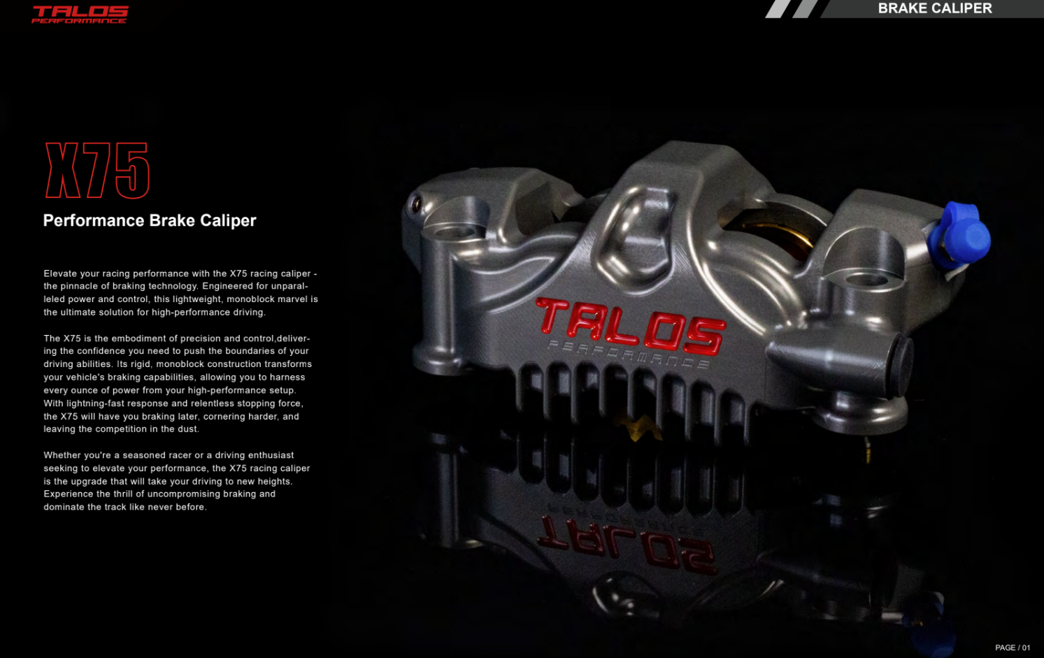 Talos X75 SBK Racing Monoblock P4 32/36 108mm Bremszange Vorne Links | X75.108.HD.L