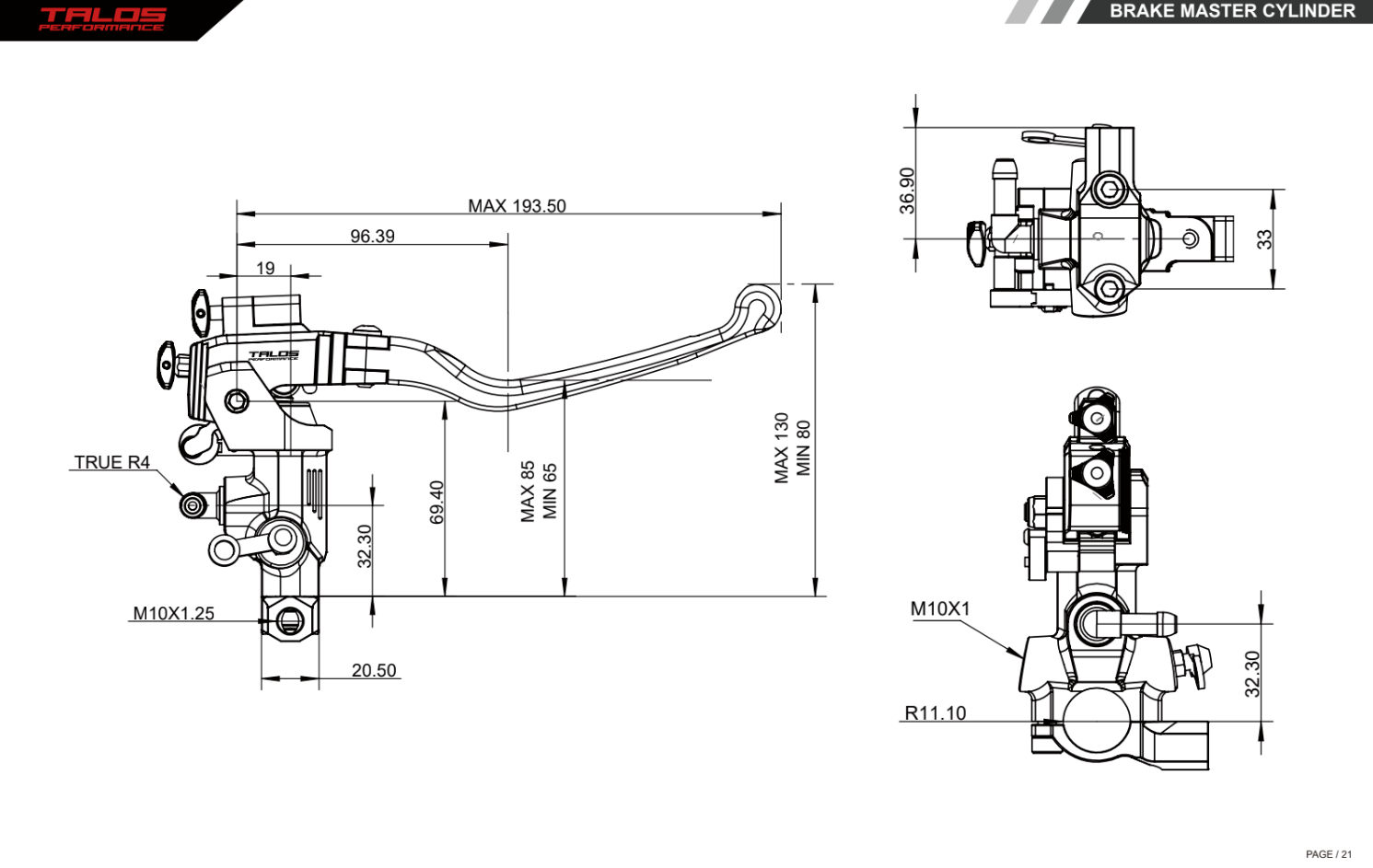 Talos CNC XS Radial Racing Bremspumpe 19x18-20 | XS.19