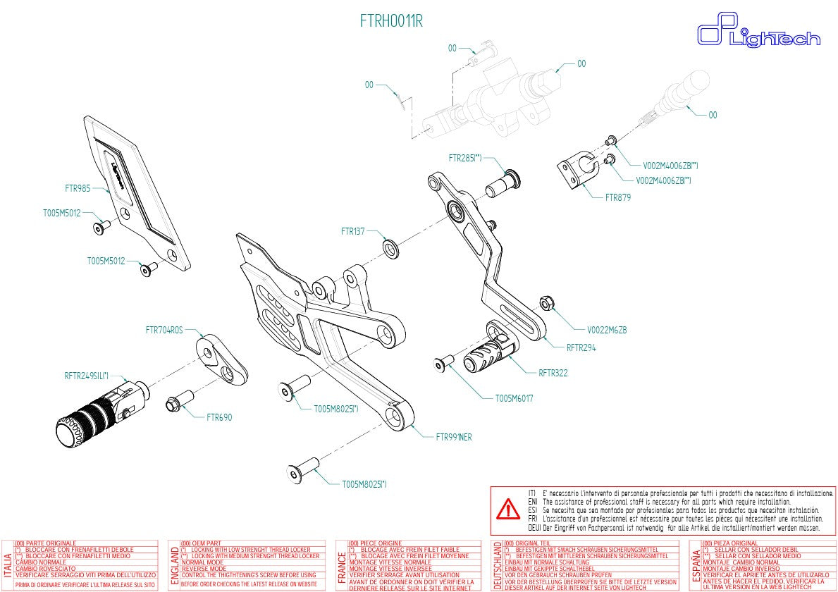 Fußrastenanlage R LighTech Honda CBR 1000 RR-R SC82 (20-26) FTRHO011R