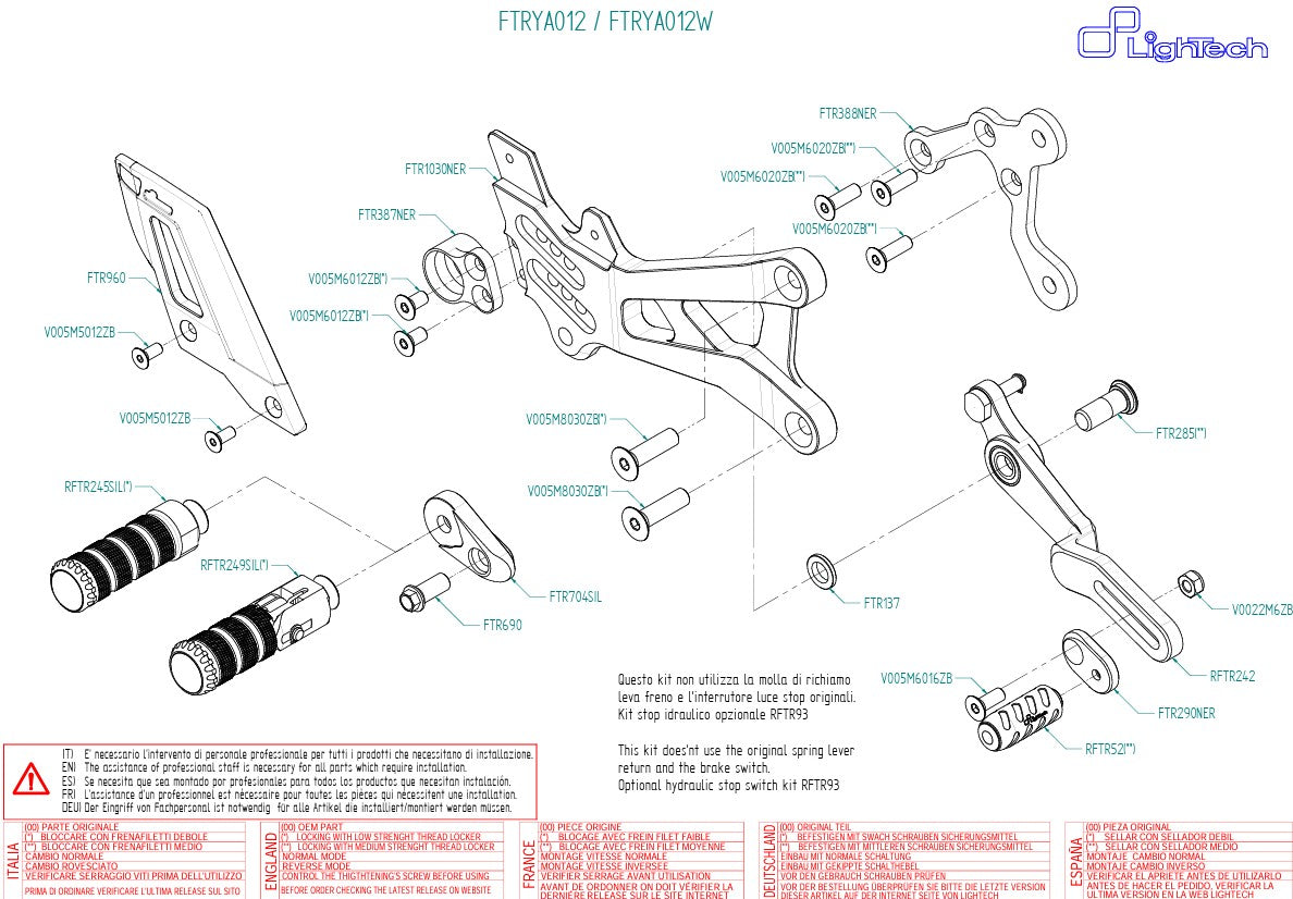 Fußrastenanlage LighTech Yamaha YZF-R6 RJ27 (17-26) FTRYA012