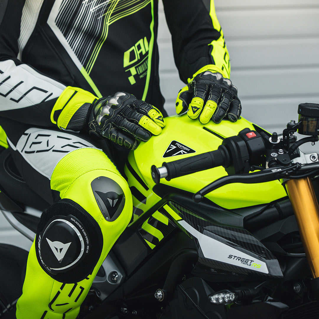 Dainese Full Metal 7 Racing Motorrad Lederhandschuhe | Herren | Neon Gelb/Schwarz
