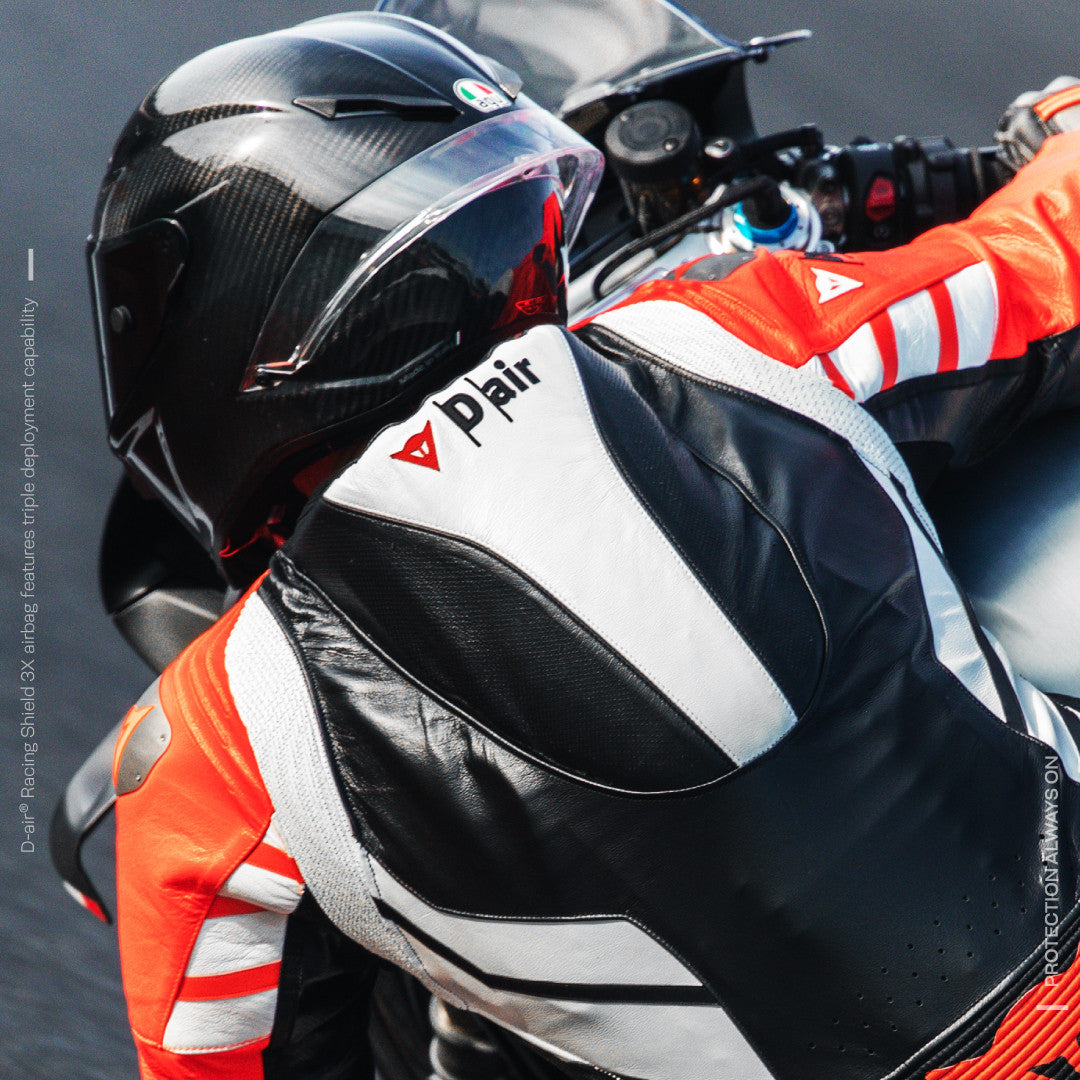 Dainese Mugello 3 D-AIR® Einteiler Lederkombi – Perforierter Airbag Rennanzug | Herren | Schwarz/Rot