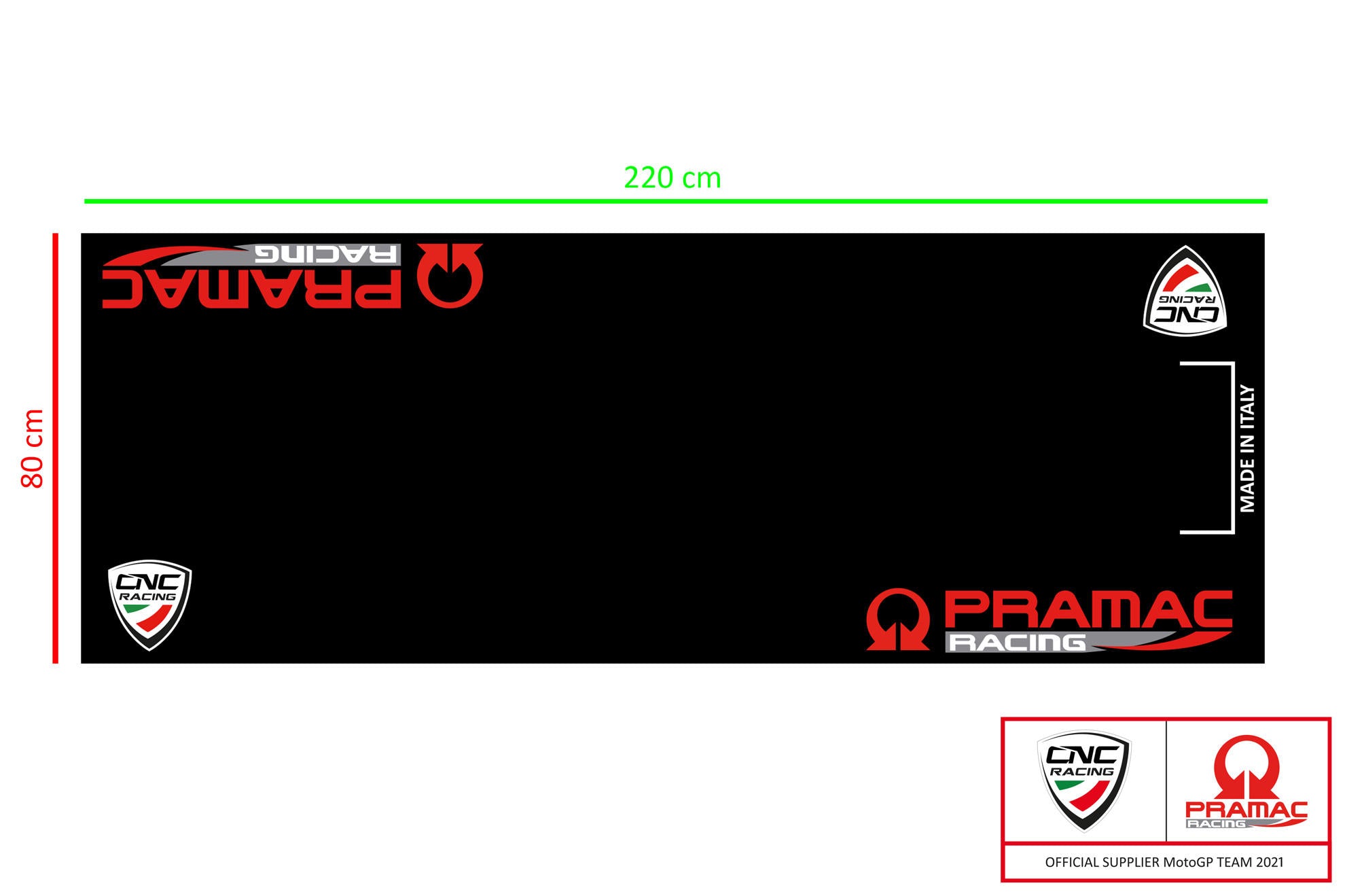 Motorrad Boxen- & Garagen-Teppich 220 x 80 cm Pramac Racing Limited Edition CNC Racing GA003BPR