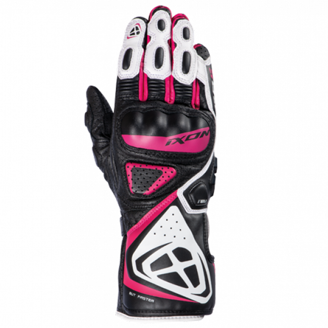 IXON GP5 Air L Motorrad Lederhandschuhe | Frauen | Pink/Weiß/Schwarz