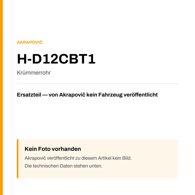 Akrapovic Krümmerrohr H-D12CBT1 — Platzhalter, kein Herstellerfoto verfügbar