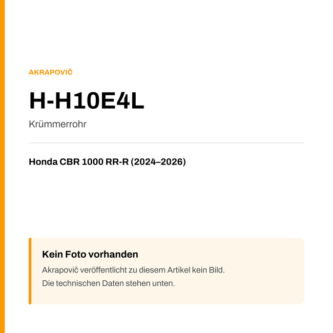 Akrapovic Krümmerrohr Honda CBR 1000 RR-R (24-26) H-H10E4L — Platzhalter, kein Herstellerfoto verfügbar