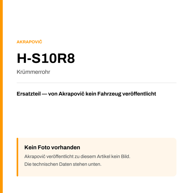 Akrapovic Krümmerrohr H-S10R8 — Platzhalter, kein Herstellerfoto verfügbar