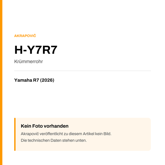 Akrapovic Krümmerrohr Yamaha R7 (26-26) H-Y7R7 — Platzhalter, kein Herstellerfoto verfügbar
