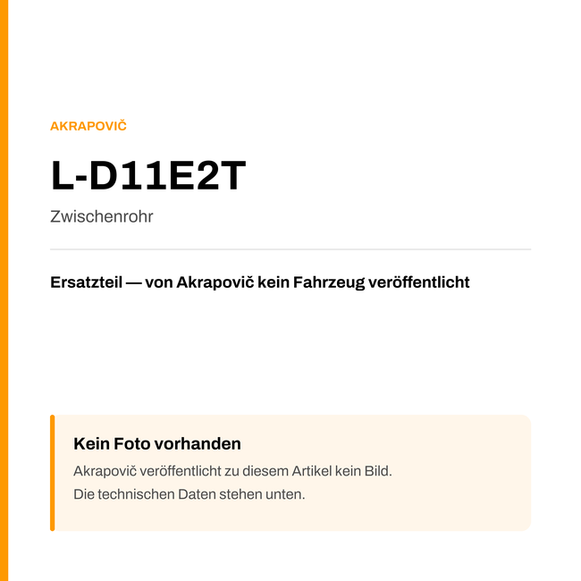 Akrapovic Zwischenrohr L-D11E2T — Platzhalter, kein Herstellerfoto verfügbar