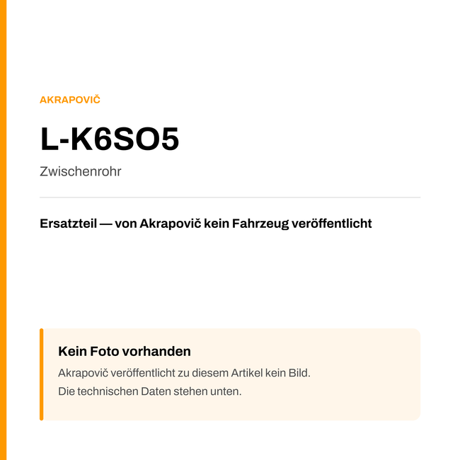 Akrapovic Zwischenrohr L-K6SO5 — Platzhalter, kein Herstellerfoto verfügbar