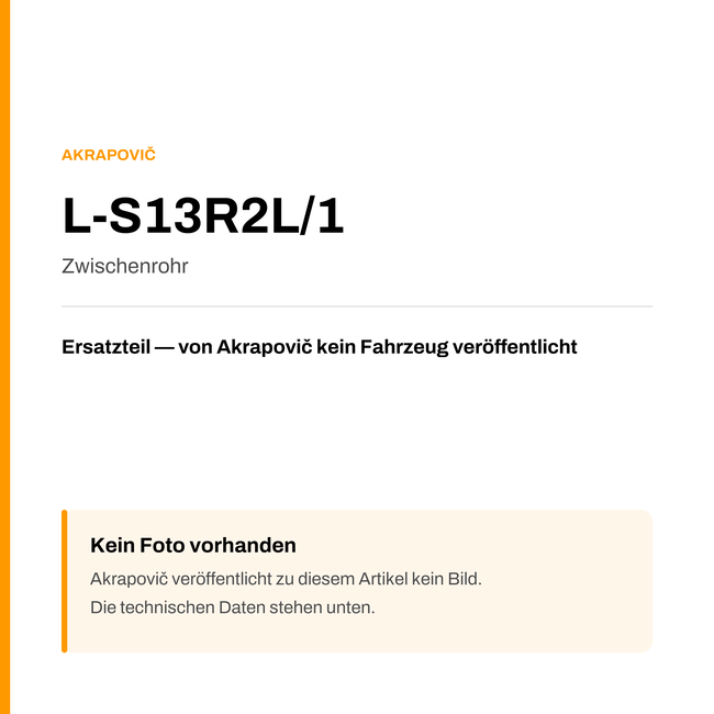 Akrapovic Zwischenrohr L-S13R2L/1 — Platzhalter, kein Herstellerfoto verfügbar