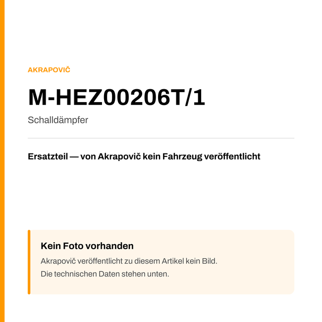 Akrapovic Schalldämpfer M-HEZ00206T/1 — Platzhalter, kein Herstellerfoto verfügbar