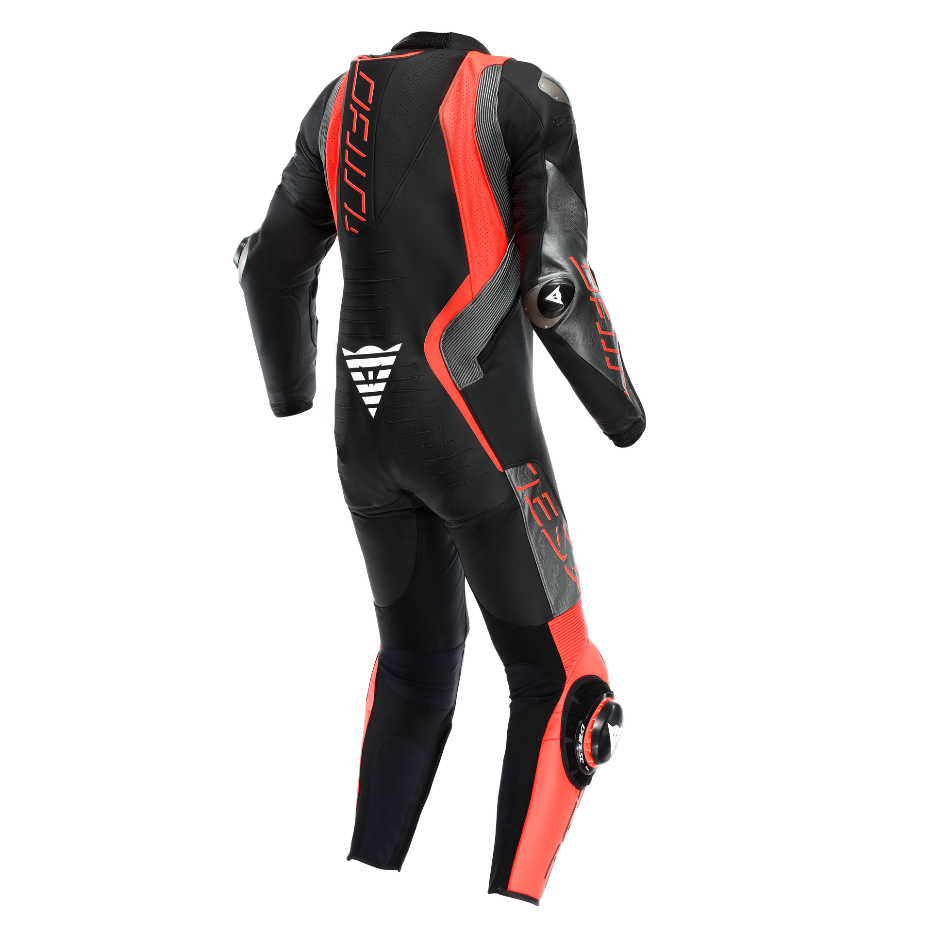 Dainese Audax D-ZIP Einteiler Lederkombi – Perforierter Rennanzug | Herren | Schwarz/Rot