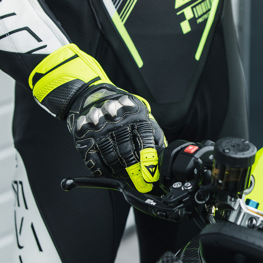Dainese Full Metal 7 Racing Motorrad Lederhandschuhe | Herren | Neon Gelb/Schwarz