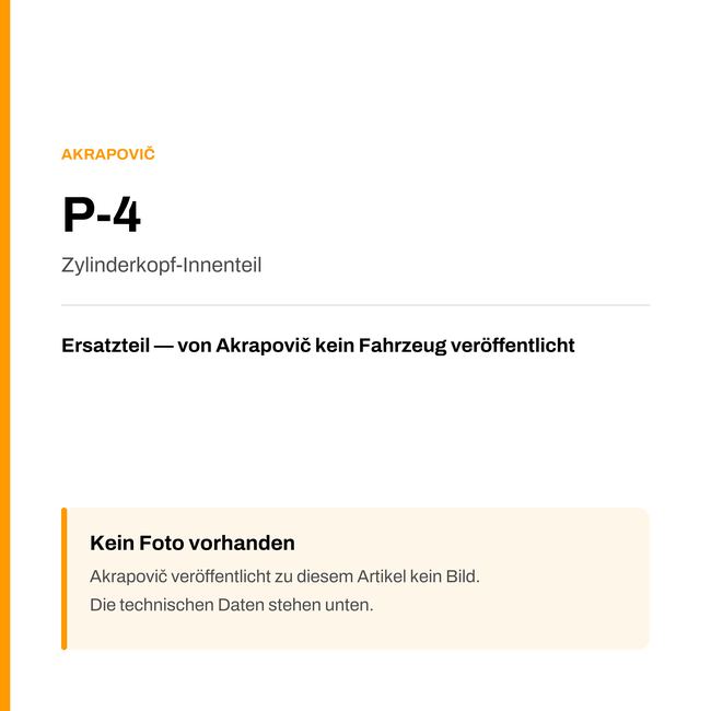 Akrapovic Zylinderkopf-Innenteil P-4 — Platzhalter, kein Herstellerfoto verfügbar