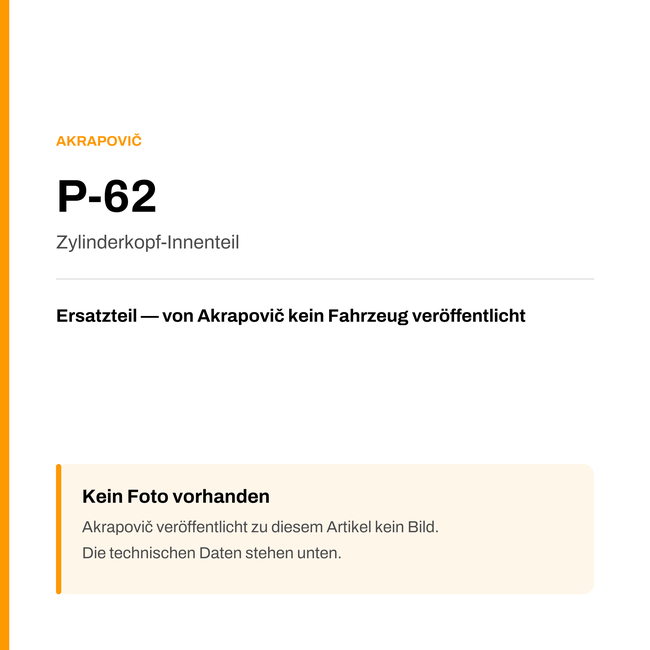 Akrapovic Zylinderkopf-Innenteil P-62 — Platzhalter, kein Herstellerfoto verfügbar