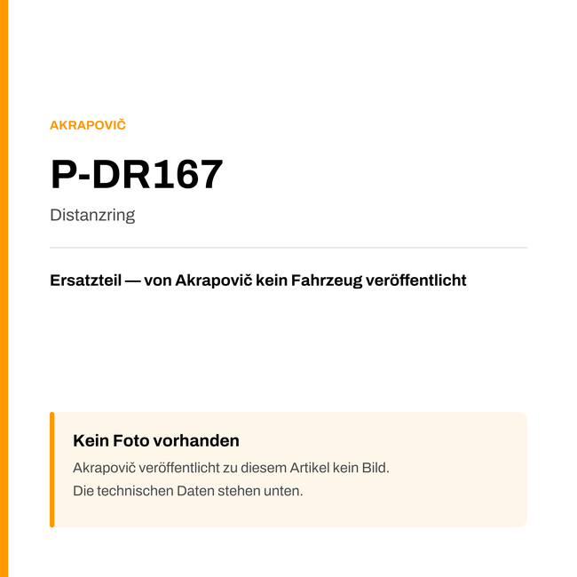 Akrapovic Distanzring P-DR167 — Platzhalter, kein Herstellerfoto verfügbar